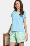 Zivame Aquarelle Woven Loungewear Shorts Set - Lime Cream — thumbnail 1